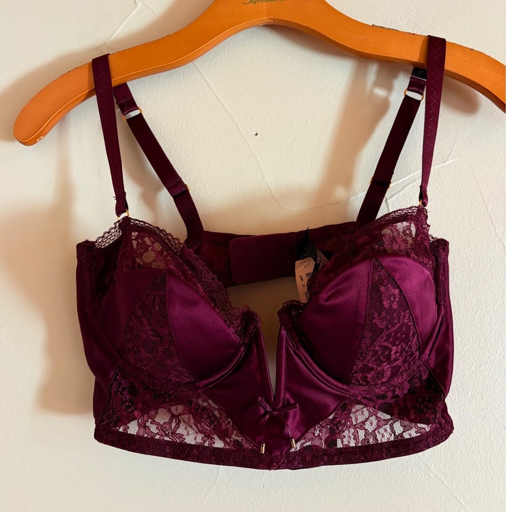 Victorias Secret Very Sexy Demi Longline Bustier Bra 34D Dark Plum  NEW